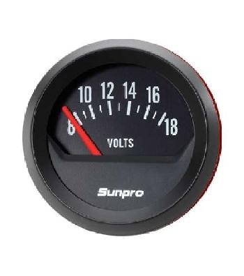 2" voltmeter 12v black / black bezel new sunpro cp8215 authorized distributor