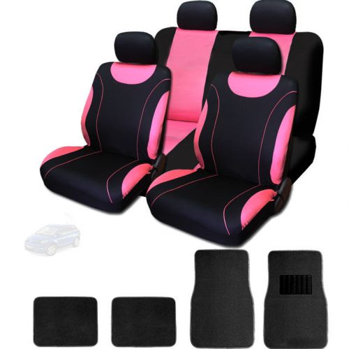 For Mazda New Car Seat Covers Floor Mats Set Black and Pink Flat Cloth, US $50.26, image 7
