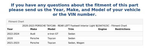 2020-2023 PORSCHE TAYCAN - REAR LEFT Footwell Interior Light 9J1947415C, US $29.99, image 3