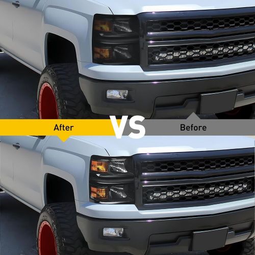 For 14-2015 Chevy Silverado 1500 Pickup Headlamp Headlight Black Left Right EOOH, US $135.99, image 5
