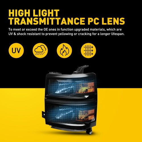 For 14-2015 Chevy Silverado 1500 Pickup Headlamp Headlight Black Left Right EOOH, US $135.99, image 10