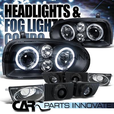 Vw 93-98 golf mk3 95-98 cabrio black dual halo projector headlights+fog lamps