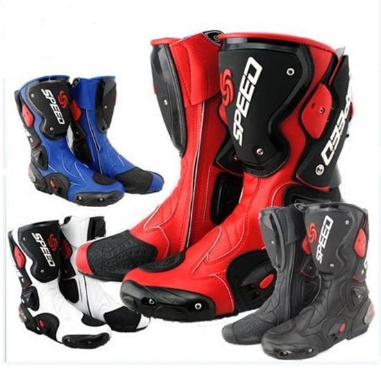 Men sport bike motorcycle rider high fiber leather boots us size 7 8 9 10 11 12