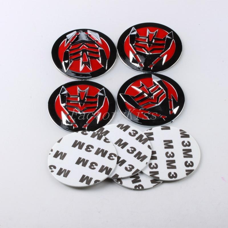 New 4pcs transformer hub cap wheel center emblem sticker decepticon red 