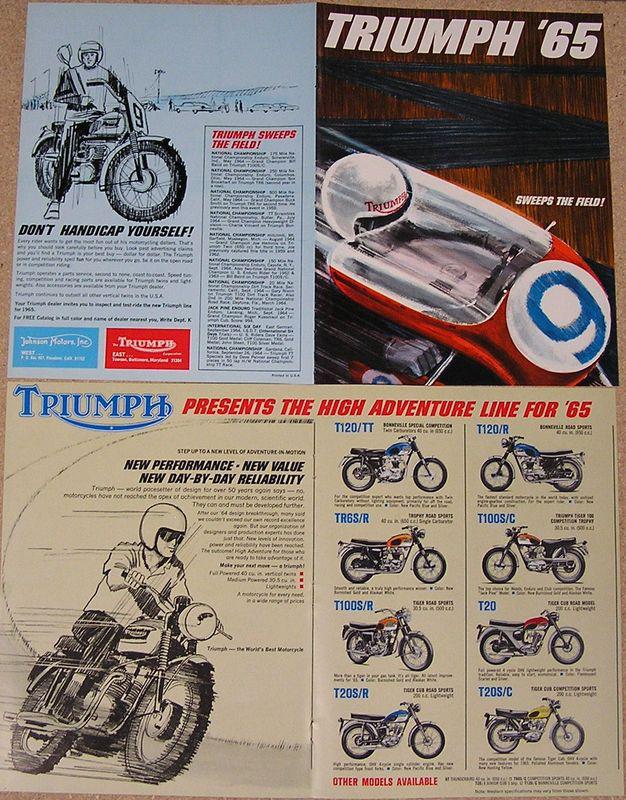 Nos mint 1965 truimph vintage ad brochure bonneville t120 tr6 r c tt tiger cub