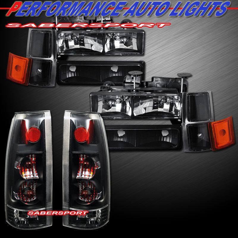 Buy 9498 CHEVY C10 C/K FULL SIZE BLACK HEADLIGHTS COMBO SET + BLACK