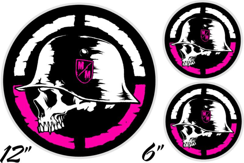 Metal mulisha skull decals stickers - metal mulisha bullseye 3pc pink