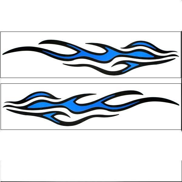 Car two side  body decoration decal sticker black blue x 2 pcs no.6