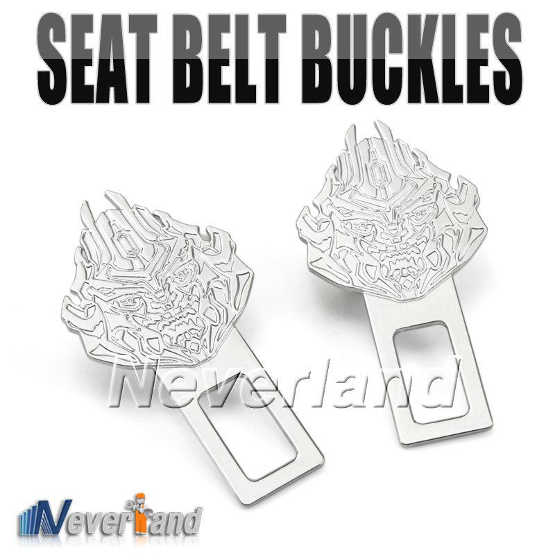 2x transformers decepticons car safety seat belt socket buckles clasp stop alarm
