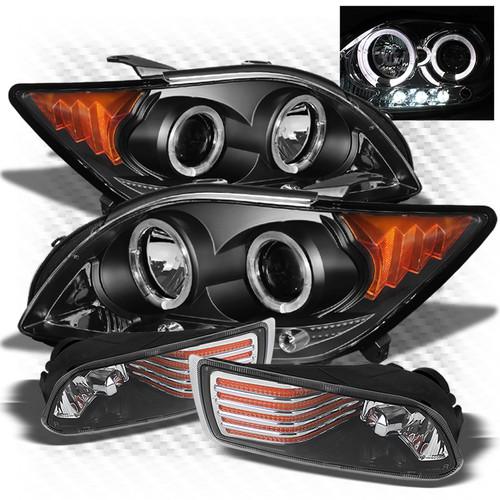 08-10 tc black halo led projector headlights + black/amber fog lights w/switch