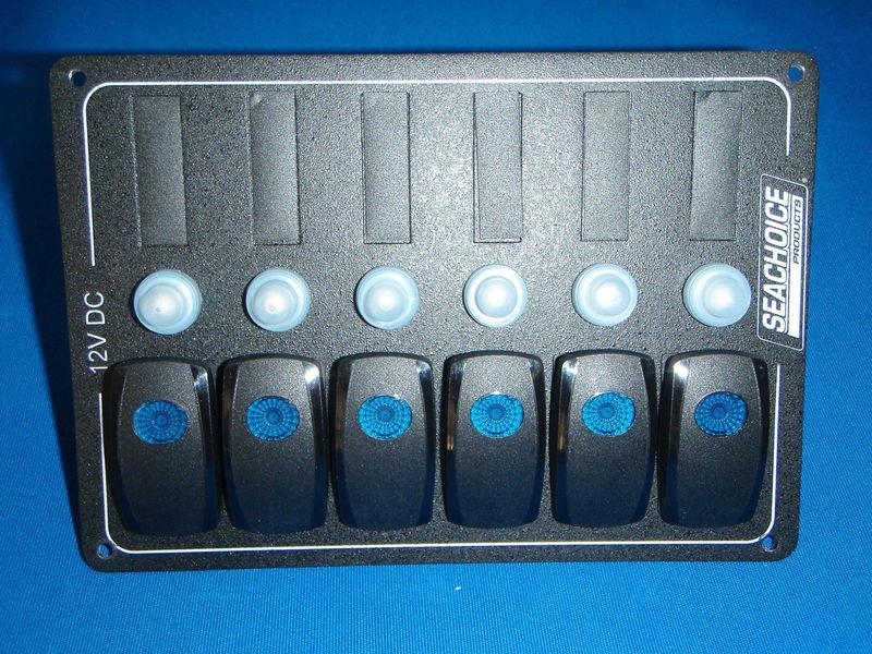 Carling boat electrical switch panel with breakers contura v blue lenses on/off 