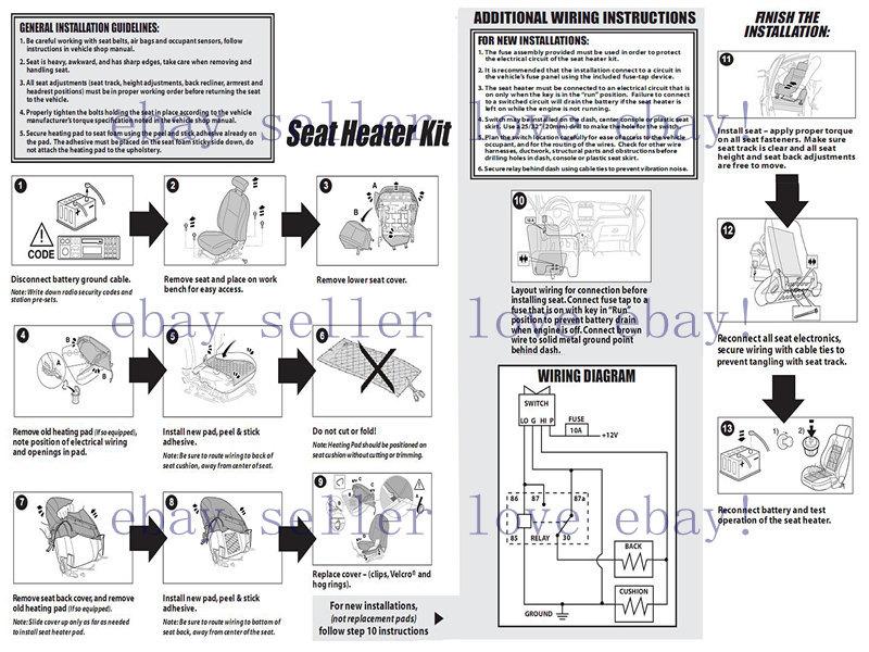 Buy Universal seat heater,rectangle HioffLo switch,2 seats heated