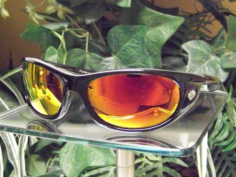  motorcycle riding padded biker sunglasses hd black frame fire red lenses