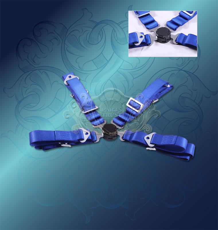4 point nylon blue f1 sport racing safety seat belt camlock harness buckle
