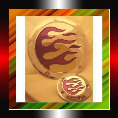 Derby & cam covers purple flame h/d chopper bobber 5 hole twin cam