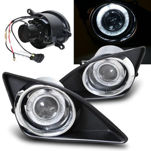 09-10 toyota corolla halo angel eye projector chrome trim fog lights lamp+switch