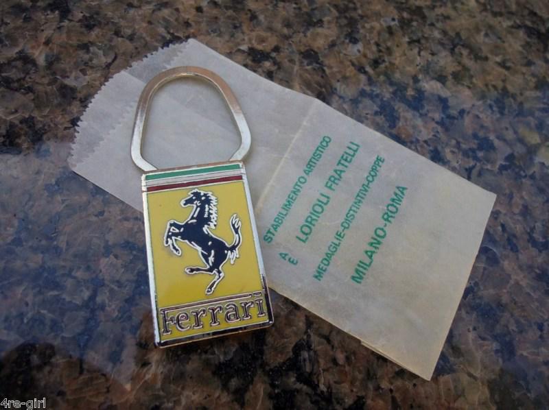 Ferrari key ring vintage a.e.lorioli milano chain fob flob nos new nib 70's 80s