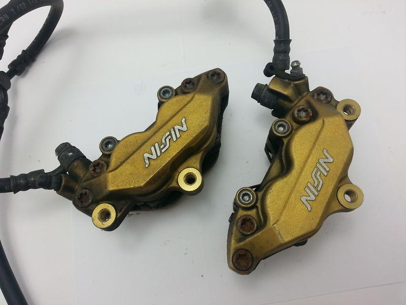 02 03 cbr954rr front brake calipers w/ hoses & pads - nissin 954rr