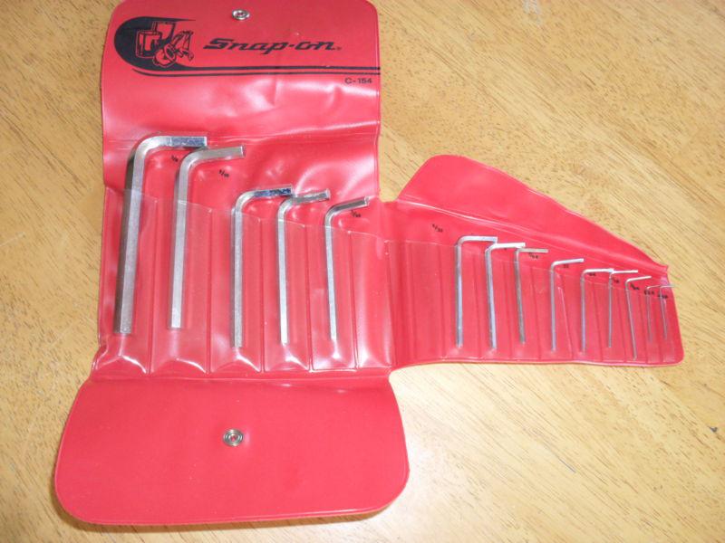 Snap on sae allen wrench set in red case c-154 made in the usa 3/8 " - 028 "