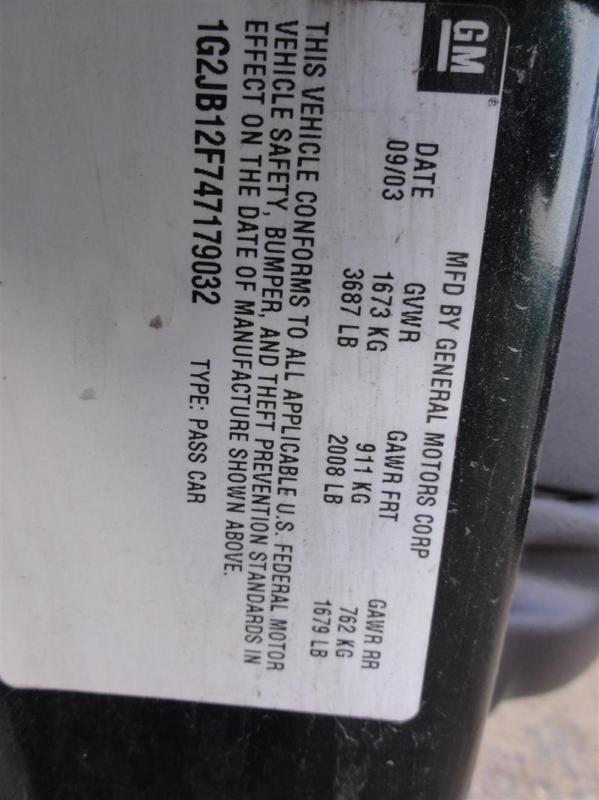 02 03 04 05 cavalier starter motor 2.2l vin f