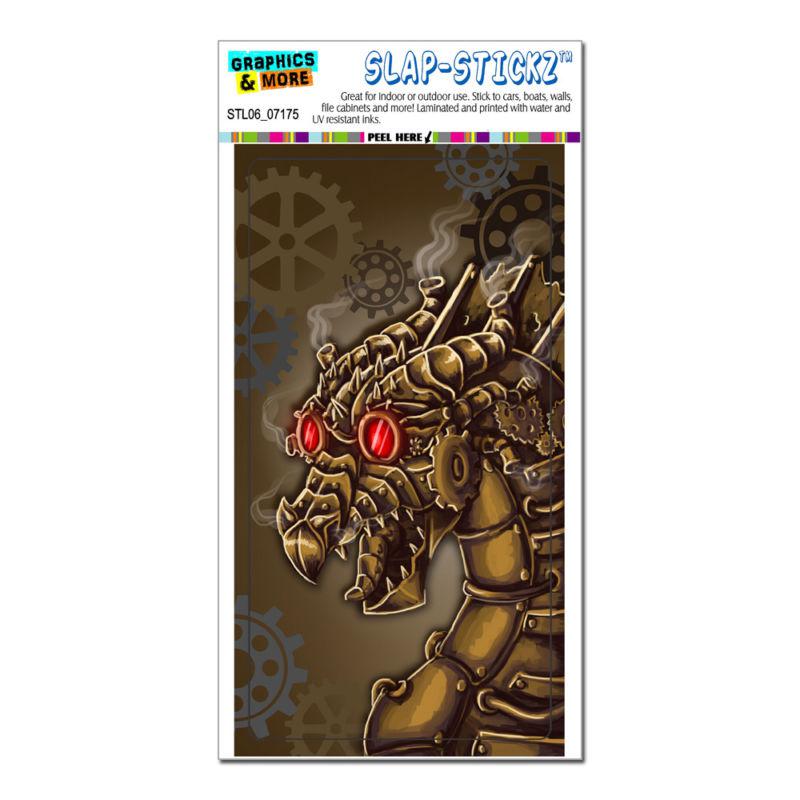 Steampunk dragon - mechanical robot bronze - gears - slap-stickz™ bumper sticker