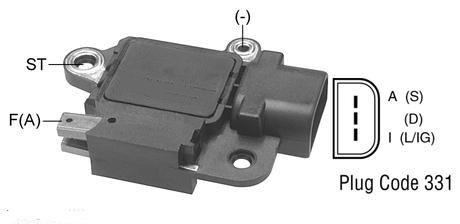 F796 regulator / brush holder assy. 14.5 vset, 10 sec. lrc, black for: ford 4g