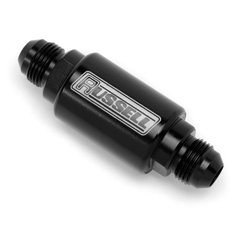 Russell 650133 black anodized 3" l 1-1/4" d -6 male competition fuel filter