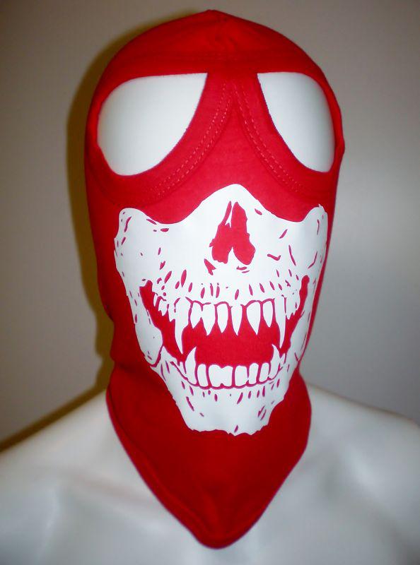 Red biker skull helmet liner balaclava 2 hole mask full face motorcycle airsoft