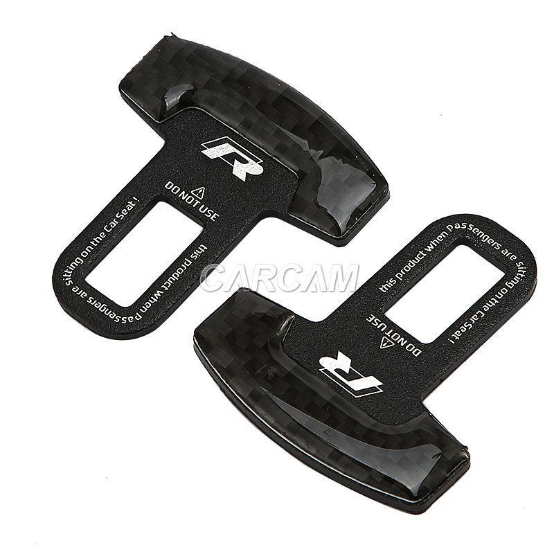 2pcs universal real carbon fiber car safty seat belt stopper alarm canceller new