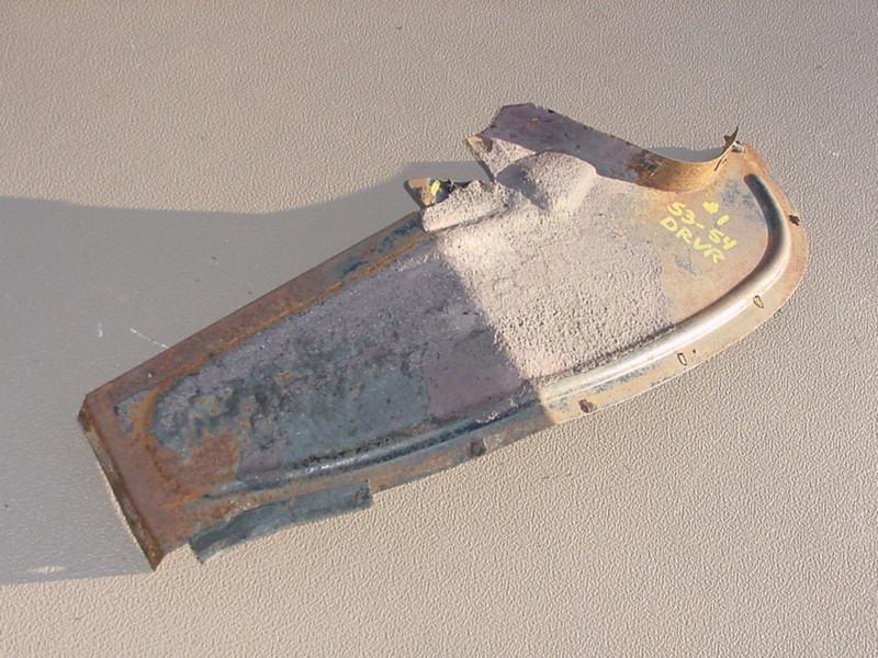 1953 1954 chevrolet 53 chevy 54 driver left fender long tire splashpan panel oem