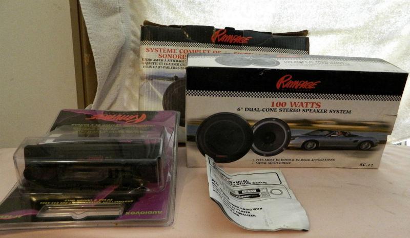 Genuine rampage av-985 am/fm stereo cassette player brand new in box & speakers