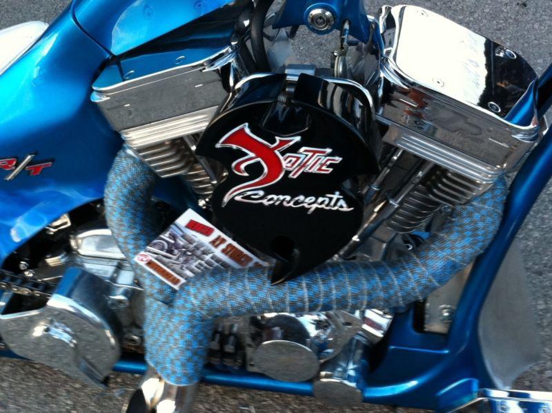 Blue & black 15' checker board rat wrap header/exhaust pipe harley/motorcycle