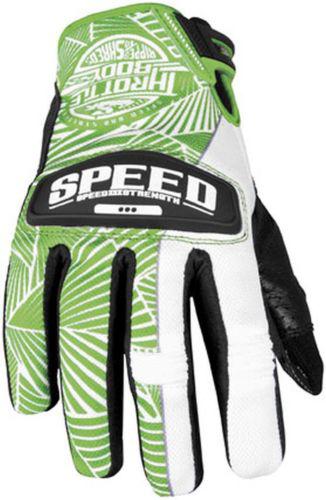Speed & strength throttle body womens leather/mesh gloves,green/white,large/lg