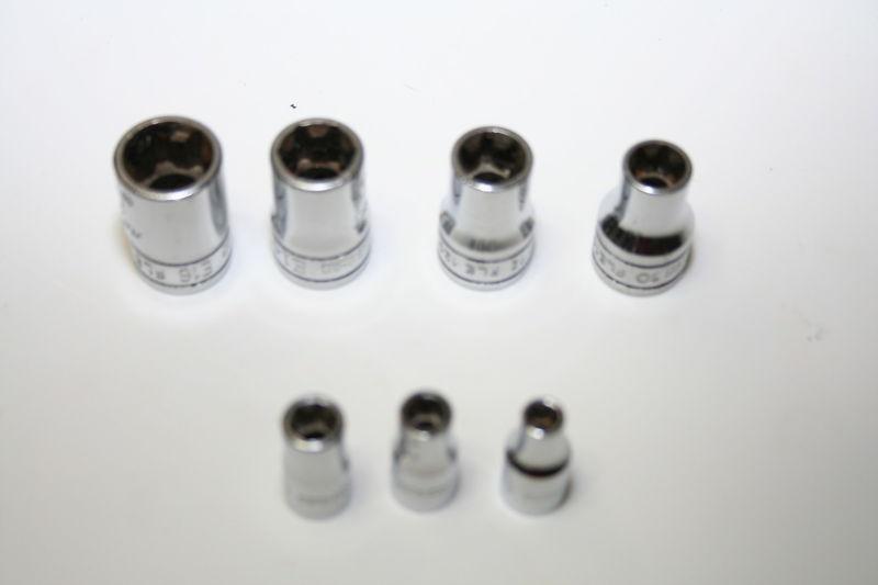 Snap On 3/8 1/4 inch drive Torx sockets FLE and TLE series Used engraved, US $29.99, image 1