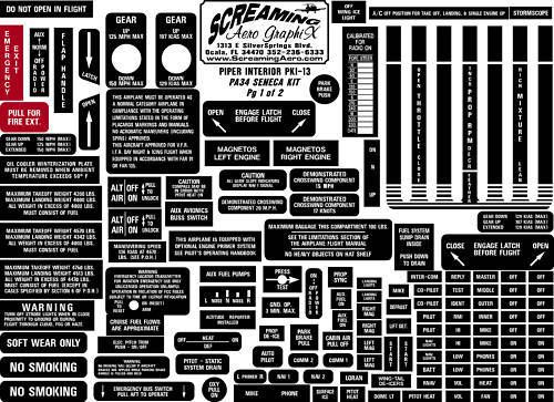 Piper interior placard kit pa34 seneca free shipping