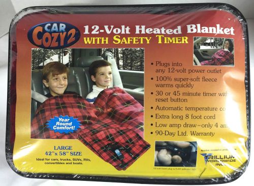 Cozy car 2 heated blanket with safety timer cars trucks boats camper 42&#034; x 58&#034;