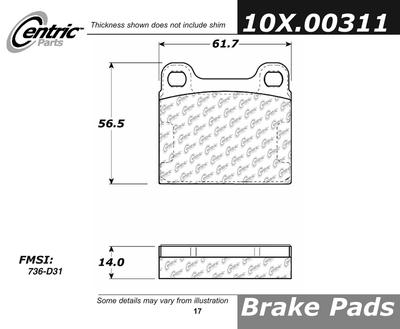 Centric 100.00310 brake pad or shoe, rear-oe formula brake pads