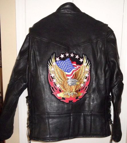 Men's pro rider premium leather motorcycle jacket size 46
