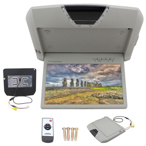 Grey 10.1-inch hd wide lcd tft car ceiling flip down monitor roof mount remote
