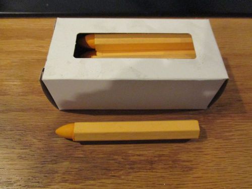Vintage box of 12 yellow rubber marking crayons - mib - nos