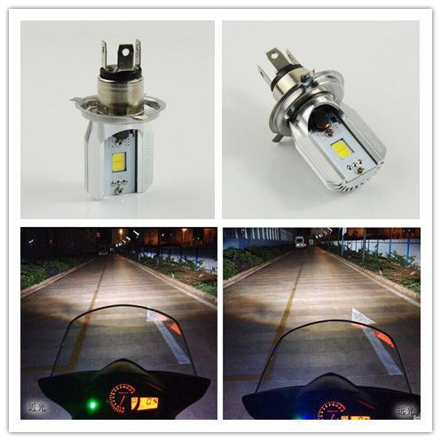 Universal moto 6w 6500k cob led h4 motorcycle moped hi/low lamp headlight bulb