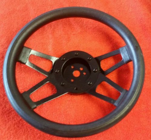 Nice used black grant 414 challenger steering wheel; 13.5&#034; diameter with 3&#034; dish