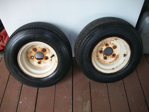 *2* tow-master 20.5x8.0-10 trailer tires 5 lug white wheels  8 ply used