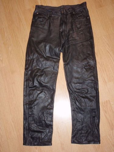 Men's black leather motorcycle lined pants by  casteilli sz 32"