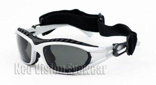 Shatterproof foam padded motorcycle glasses sun goggles smoke frame silver 453