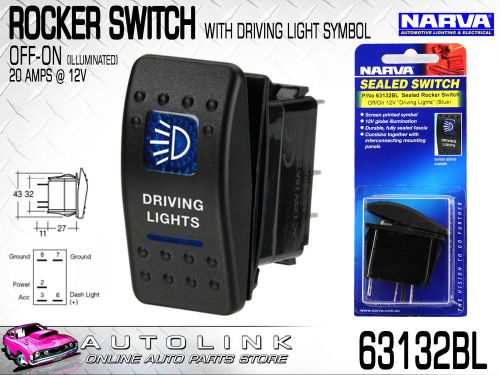 Narva 12 volt illuminated off/on sealed rocker switch - blue lamp symbol