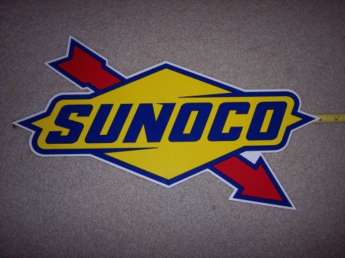 Sunoco sticker 11" x 18" nascar indycar nhra fuel gas oil petroleum sun oil co