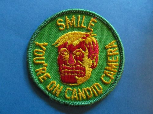 Vintage 70's biker vest hat hippie jacket patch smile you're on candid camera