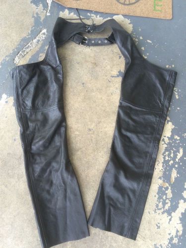 Vintage steer brand leather motorcycle chaps womens lg usa made harley chopper