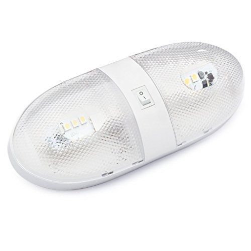 Decorite warm white double led rv dome light with on/off switch and removeable